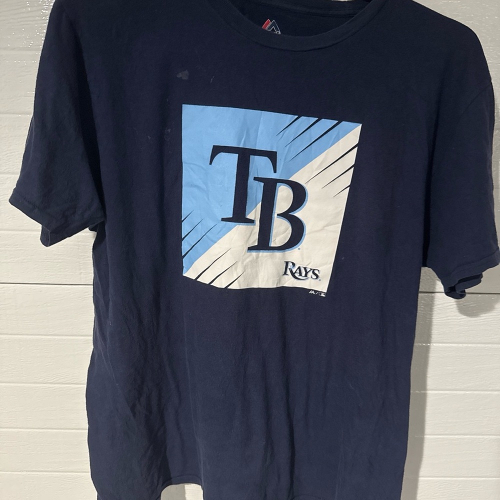 Majestic Men’s Large Tampa Bay Rays Blue Crew Neck Tee Shitt